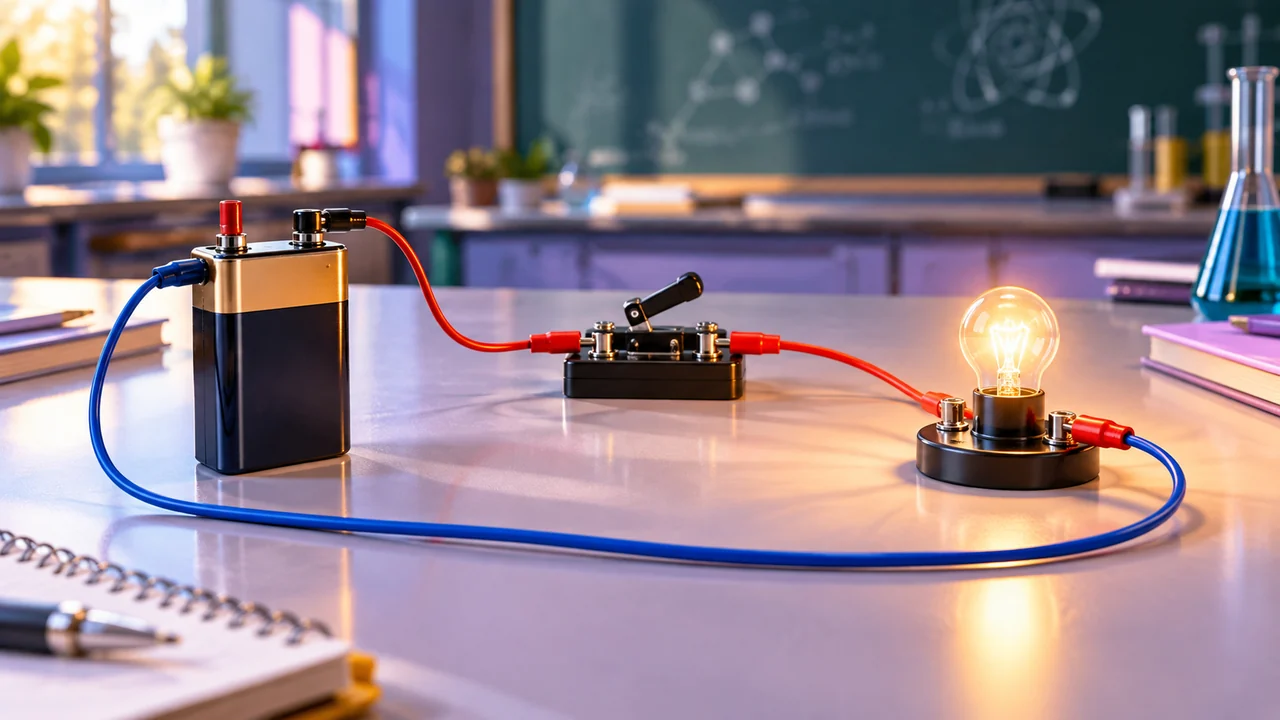 La classe interactive : le professeur explique les circuits électriques au tableau
