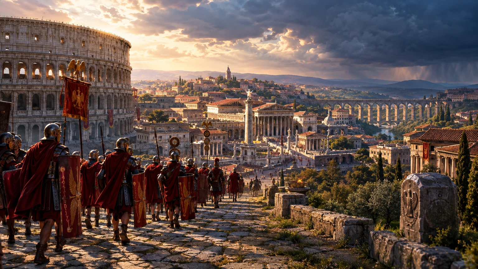 Illustration : L’Empire romain — République → chute de Rome