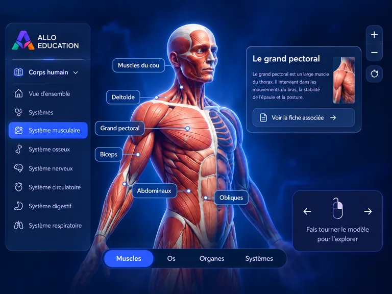 Immersif : le corps humain, muscles, squelette et grands systèmes