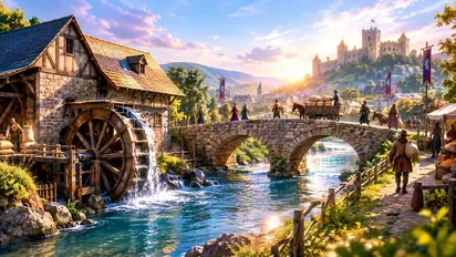 Illustration de la story « Le moulin et le pont »